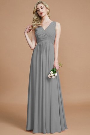 Abito da Damigella Principessa A Terra in Chiffon A-Line Cerniera