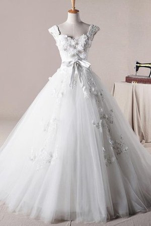 Abito da Sposa A Terra con Increspature Ball Gown in Pizzo con Perline