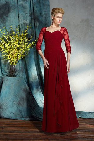 Abito Mamma Sposa in Chiffon con Tre Quarti Lunghezza Maniche Cuore Lungo Tubino