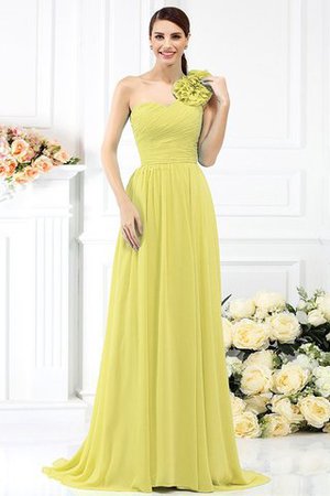 Abito da Damigella con Festone Monospalla Alta Vita in Chiffon A-Line