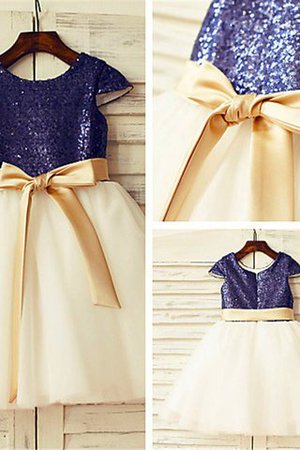 Abito da Cerimonia Bambini Principessa in Tulle A-Line con Paillette con Fiore