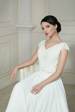 Abito da Sposa con Manica Corte Semplice A Terra Cappellino con Increspature