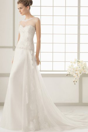 Abito da Sposa A-Line Cuore a Chiesa Shiena Sheer con Festone