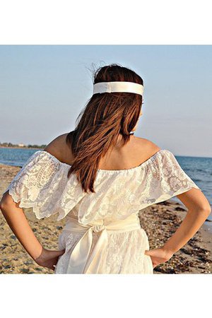 Abito da Sposa con Nastro Senza Maniche in Pizzo A-Line Al Ginocchio