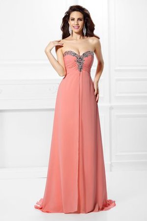 Abito da Sera in Chiffon Cuore Lunghi con Perline A-Line