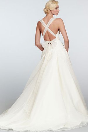 Abito da Sposa in Pizzo con Criss-cross Sexy con Fiocco in Organza