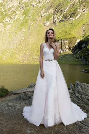 Abito da Sposa Spazzola Treno con Applique Senza Maniche A Terra Naturale