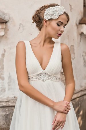 Abito da Sposa Spazzola Treno in Chiffon A-Line Elegante con Perline