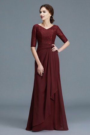 Abito Mamma Sposa in Chiffon Naturale A-Line V-Scollo con Mezze Maniche