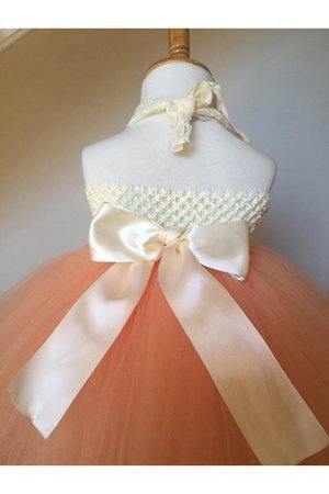 Abito da Cerimonia Bambini con Fiore in Tulle Anello A Terra con Increspature