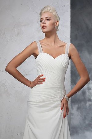 Abito da Sposa con Increspato Lungo Coda A Strascico Corto Largo Bretelle in Chiffon