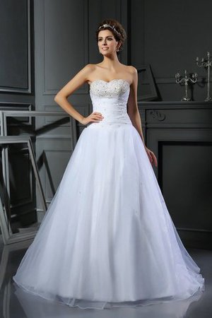 Abito da Sposa Lungo Senza Maniche Naturale con Perline Ball Gown