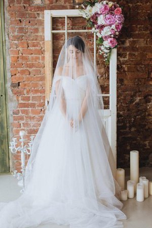 Abito da Sposa Lusso Senza Maniche in Tulle A-Line Fuori dalla spalla