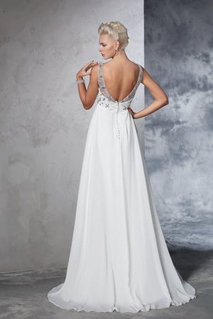 Abito da Sposa V-Scollo Spazzola Treno con Perline A-Line Alta Vita