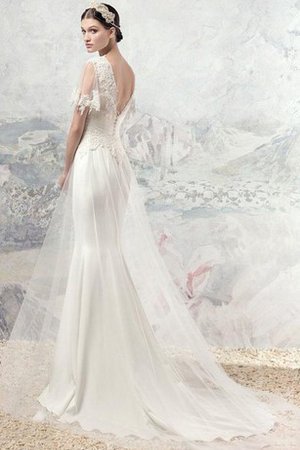 Abito da Sposa V-Scollo Tubino Elegante con Applique Profondo V-scollo