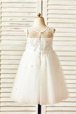 Abito da Cerimonia Bambini Senza Maniche con Fiore Cerniera A-Line in Tulle