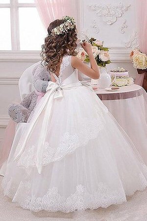 Abito da Cerimonia Bambini A Terra con Fiore in Tulle con Fusciacca Tondo