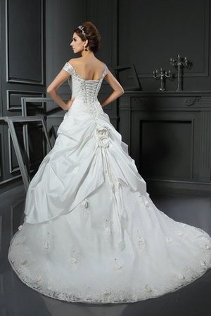 Abito da Sposa in Raso Ball Gown Coda A Strascico Cappella Allacciato Senza Maniche