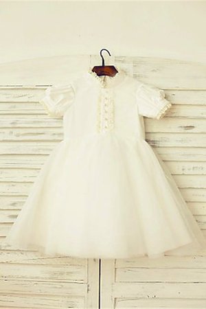 Abito da Cerimonia Bambini Cerniera A-Line Lupetto in Tulle con Fiore