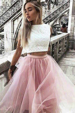 Abito homecoming principessa senza maniche in tulle naturale attraente in pizzo