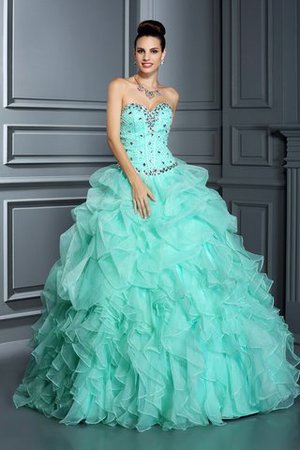 Abito Quinceanera con Perline Cuore A Terra Senza Maniche Ball Gown