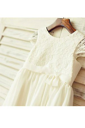 Abito da Cerimonia Bambini in Chiffon Naturale Principessa A Terra in Pizzo