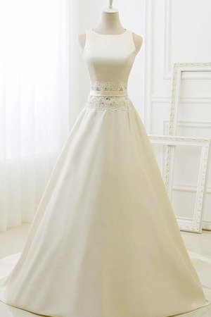 Abito da Sposa con Perline in Raso Senza Maniche in Pizzo in Tulle