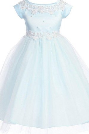 Abito da Cerimonia Bambini Cappellino in Tulle A-Line Barchetta in Raso