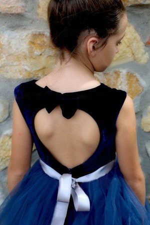 Abito da cerimonia bambini a-line sognare tondo con nastro in tulle con fiore