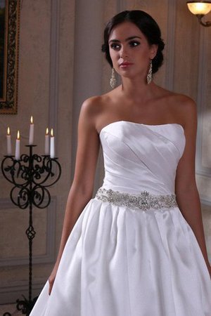 Abito da Sposa Cerniera in Raso Senza Strap con Cristino Naturale