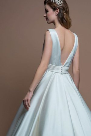 Abito da Sposa Schiena Nuda Seducente con Piega A-Line Sotto Ginocchio