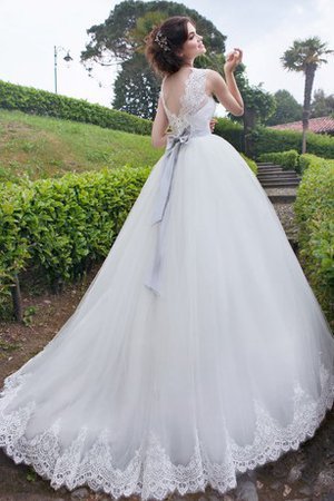 Abito da Sposa in Organza con Fusciacca Spazzola Treno Cerniera A-Line