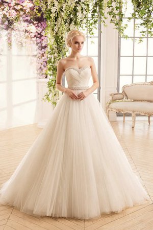 Abito da Sposa Senza Maniche con Perline in Tulle Ball Gown Naturale