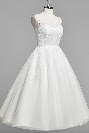 Abito da Sposa Sotto Ginocchio Semplice con Applique A-Line in Tulle