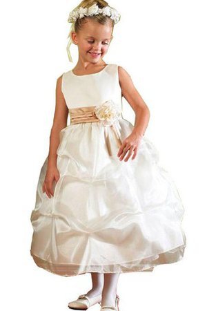 Abito da Cerimonia Bambini Ball Gown Quadrato con Manica Corte con Fiore Alla Caviglia