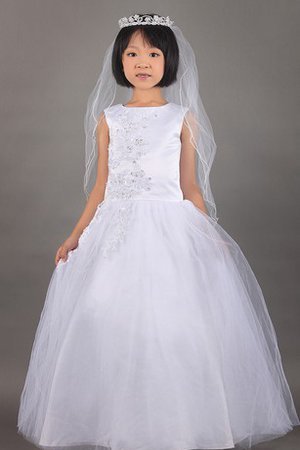 Abito da Cerimonia Bambini con Applique Ball Gown A-Line in Tulle Senza Maniche