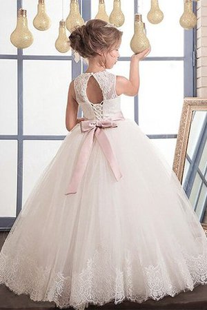 Abito da Cerimonia Bambini Ball Gown con Fiore con Fusciacca A Terra in Tulle