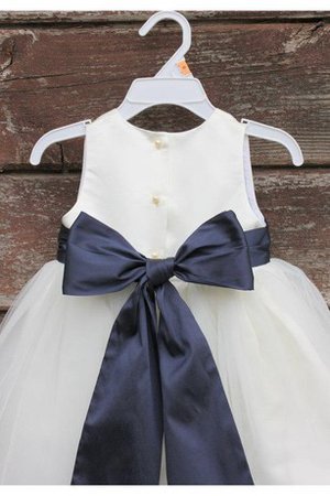 Abito da Cerimonia Bambini con Increspature in Tulle Alta Vita A-Line Tondo