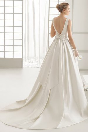 Abito da Sposa in Raso Elegante Profondo V-scollo A-Line Romantico