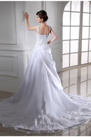 Abito da Sposa con Applique Radiosa Allacciato con Perline in Raso