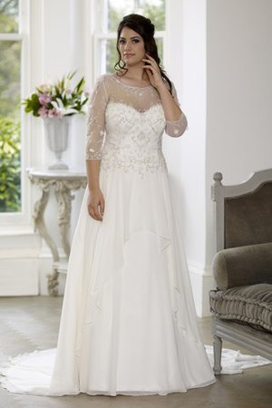 Abito da Sposa in Chiffon con Fiore A Terra con Perline Allacciato