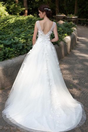 Abito da Sposa A Terra con Applique Cappellino con Fiore Lunghi