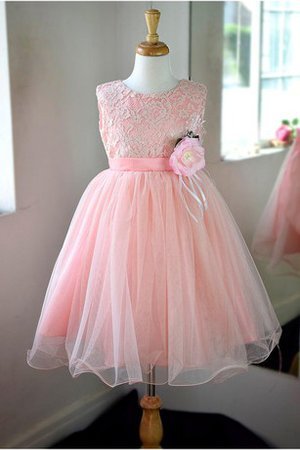 Abito da Cerimonia Bambini con Fusciacca Senza Maniche con Piega con Fiore Ball Gown