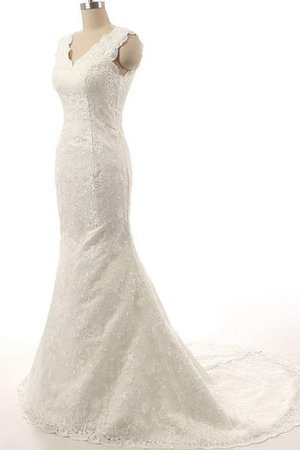 Abito da Sposa in Organza con Perline Allacciato in Chiffon in Raso