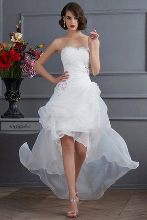 Abito da Sposa Senza Maniche con Applique Asimmetrici Naturale in Organza