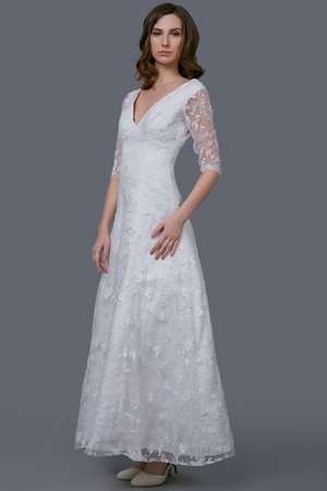 Abito da Sposa con Piega Stravagante in Pizzo con Applique Lungo