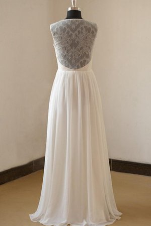 Abito da Sposa Naturale in Chiffon con Piega A-Line a Spiaggia