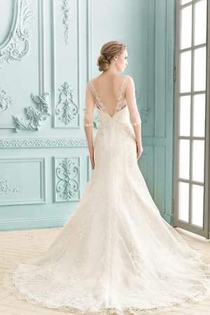 Abito da Sposa con Applique con Tre Quarti Lunghezza Maniche A-Line Semplice Largo