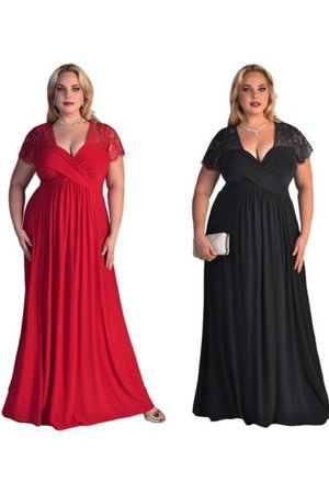 Abito da sera principessa in chiffon v-scollo con manica corte sognatore a terra