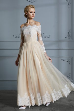 Abito da sposa semplice speciale naturale oscillare in tulle a-line